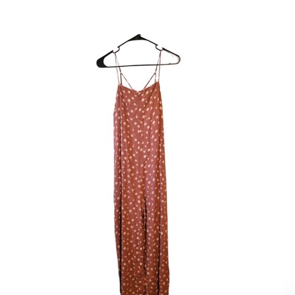 Wild Fable Daisy Floral Print Mauve Pink Jumpsuit Size Medium Boho - Picture 2 of 4